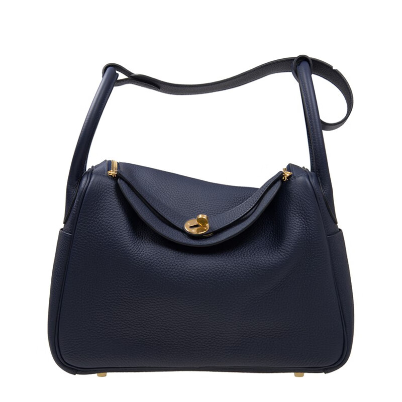 hermes爱马仕女士手袋琳达包蓝色皮质时尚挎包预售代购 蓝色【图片