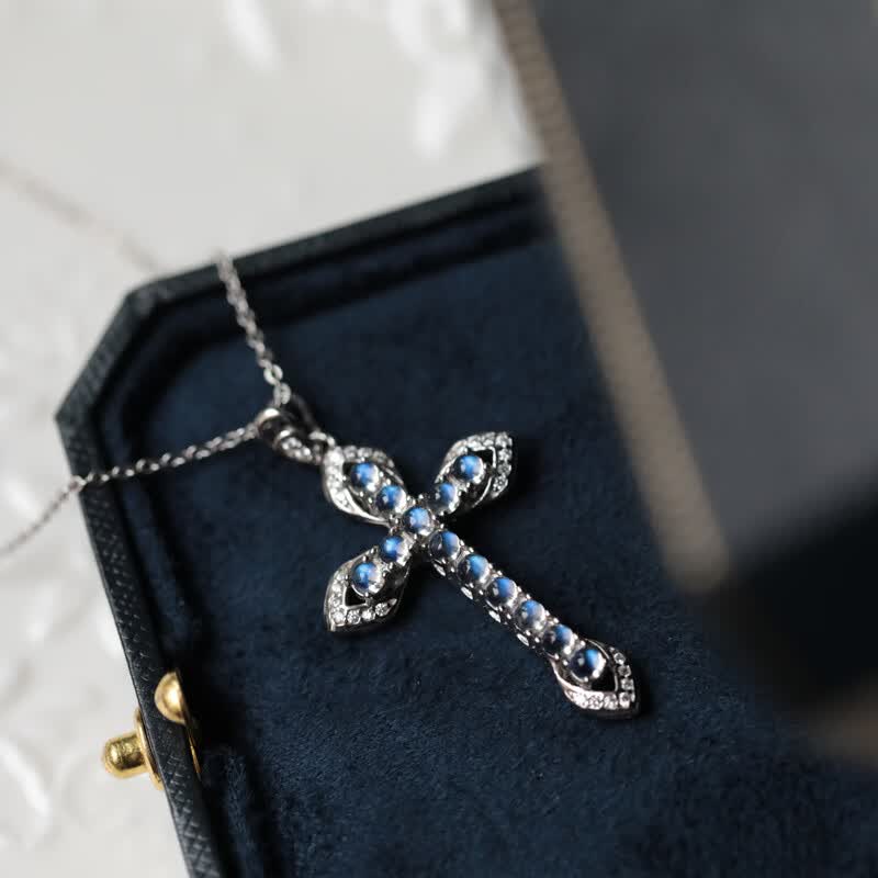 ck if施华洛世奇锆月光石水晶十字架吊坠项链轻奢七夕情人节生日礼物