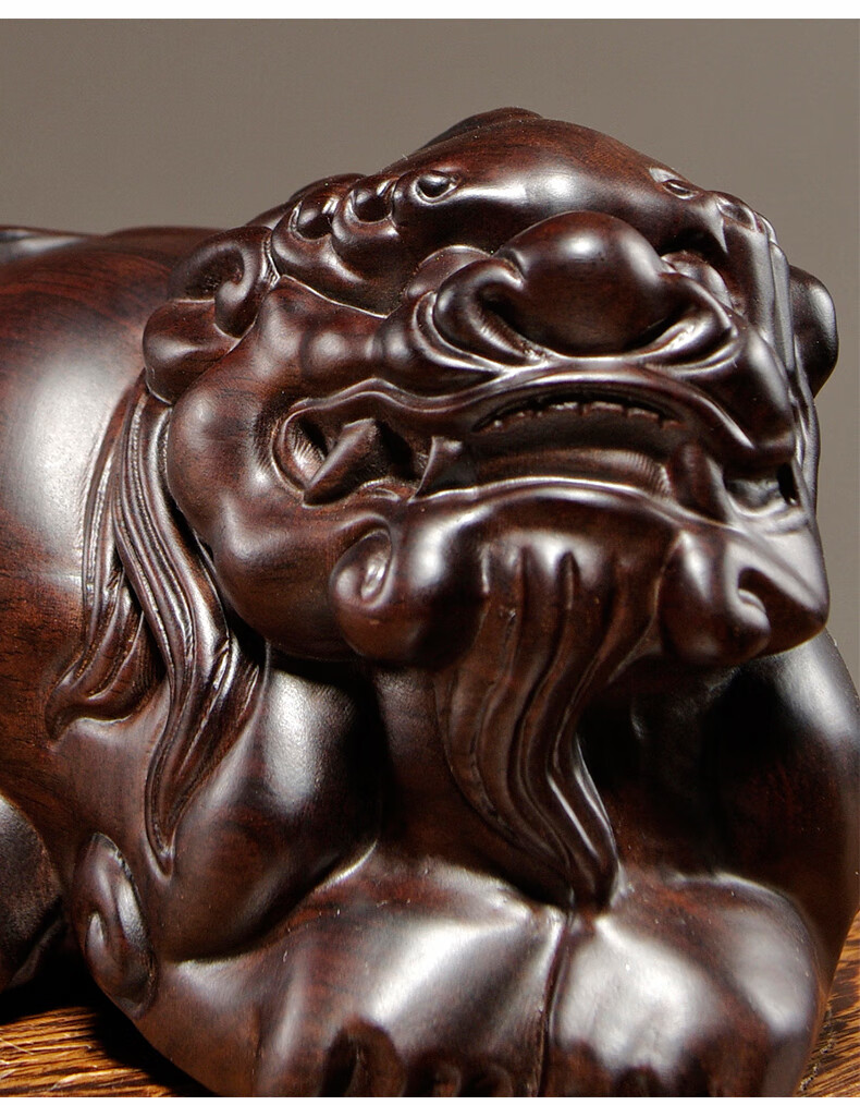 努拉派木雕刻貔貅摆件大号一对皮丘红木家居客厅玄关装饰工艺品送礼