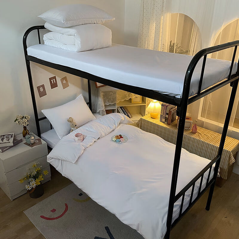 纯黑水洗棉学生宿舍单人床床品柔软耐脏床单纯色四件套床上用品深灰l