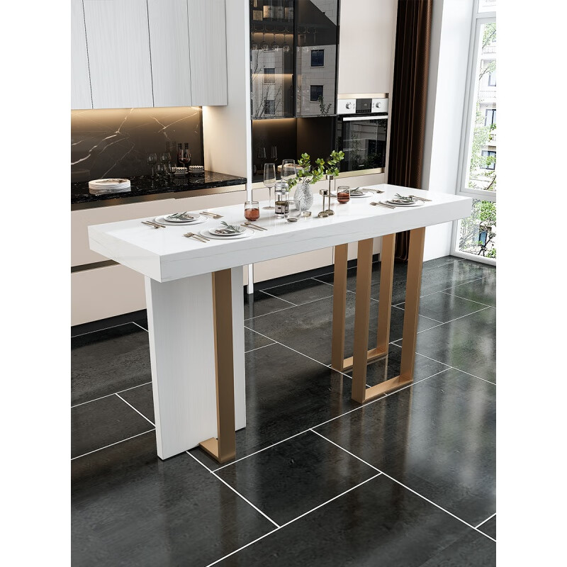 梓椿北欧轻奢大理石吧台桌家用客厅隔断创意现代简约高脚吧台餐桌一体