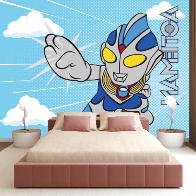 2022新款奥特曼儿童房壁纸 8d卡通儿童房墙纸超人奥特曼壁纸男孩子
