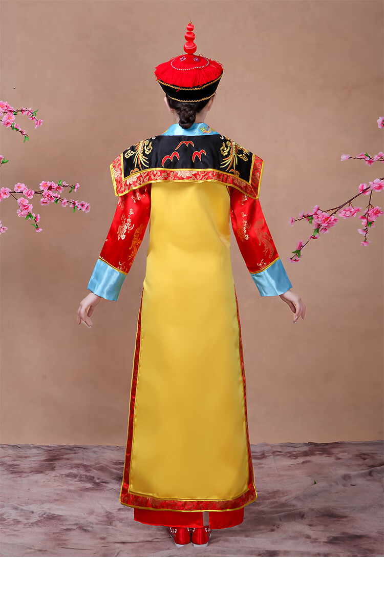 清朝皇后服装古装满族女皇太后贵妃格格服朝服女王慈禧演出写 红色