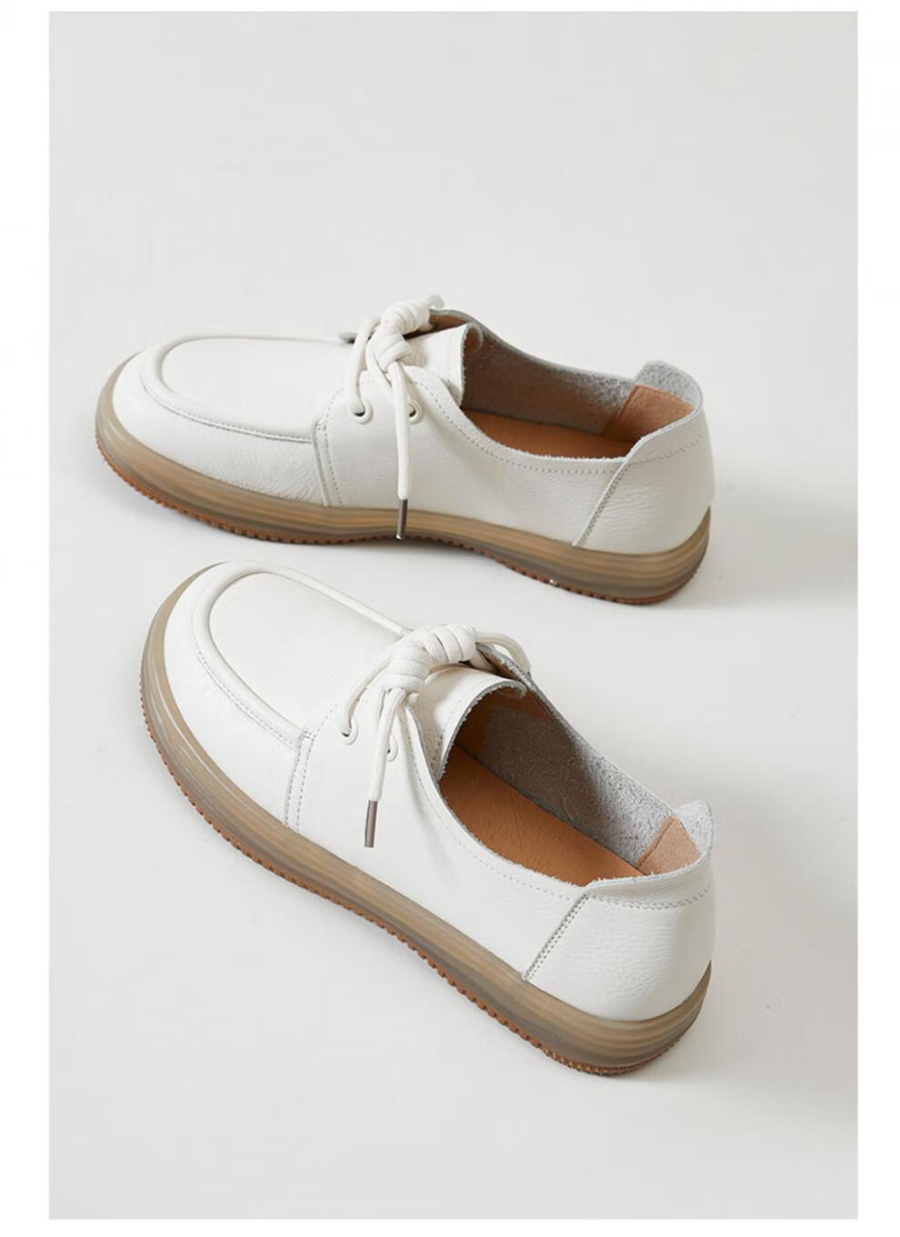 zoqan(莆田纯原) 头层牛皮小白鞋女2022新护士鞋牛筋软底乐福鞋休闲单