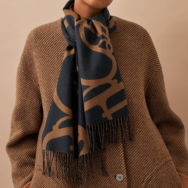 正品鉴定爱马仕hermes新款环扣与护颈山羊绒围巾30140cm送礼物送女