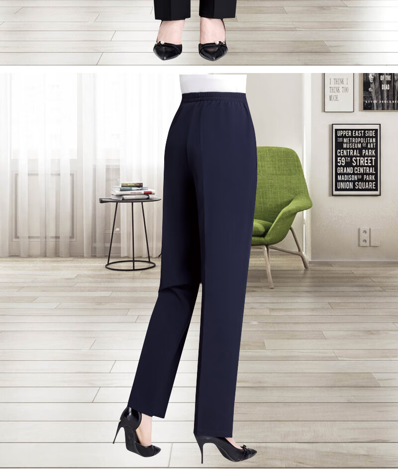 岁妈妈穿的夏天的裤子中老年冰丝薄宽松老太太直筒裤长裤中年女裤夏装