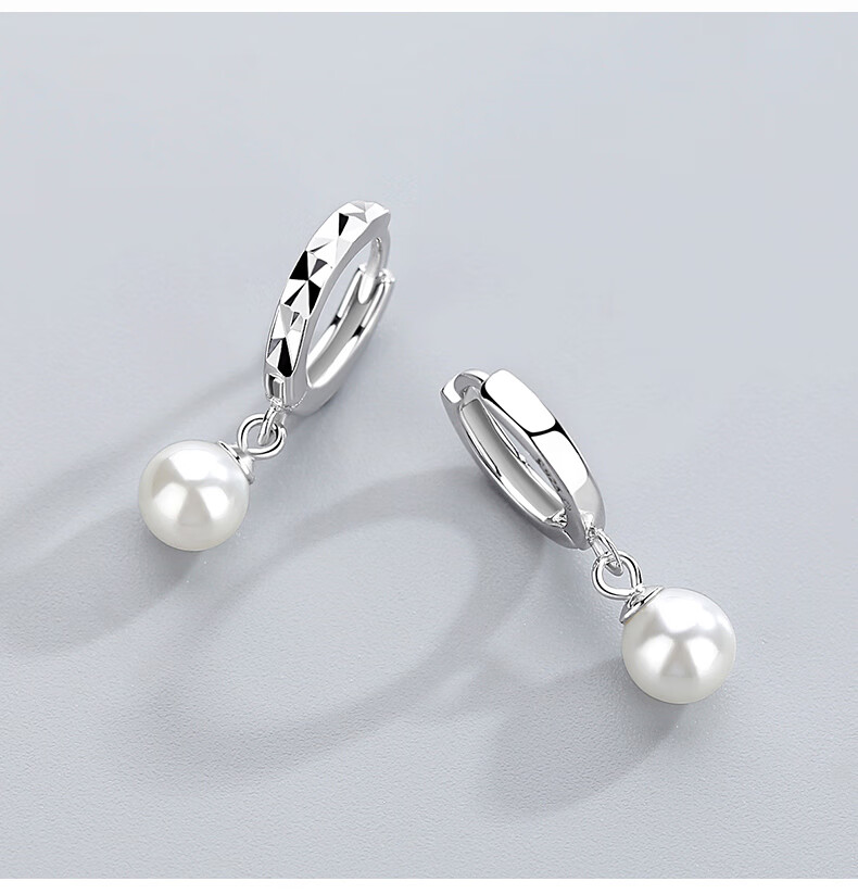 秋桑气质银耳钉2022新款小巧简约珍珠耳环女长款冷淡风个性耳饰潮菱形