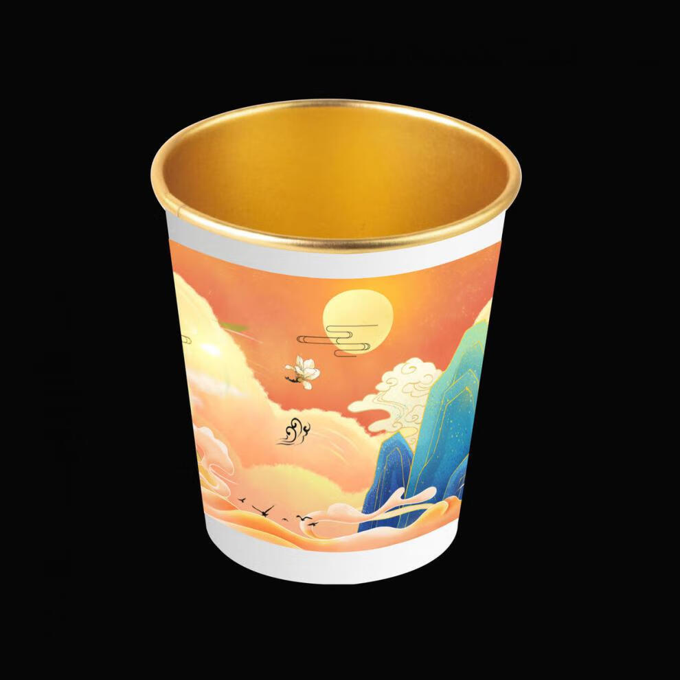 腾亿优品金箔纸杯一次性杯子家用加厚商用一次性水杯高端结婚国潮可