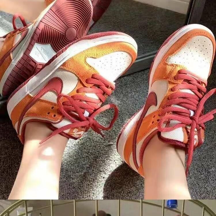 sbdunklow王一博同款棕红影子灰低帮男女情侣休闲鞋运动滑板鞋白红36