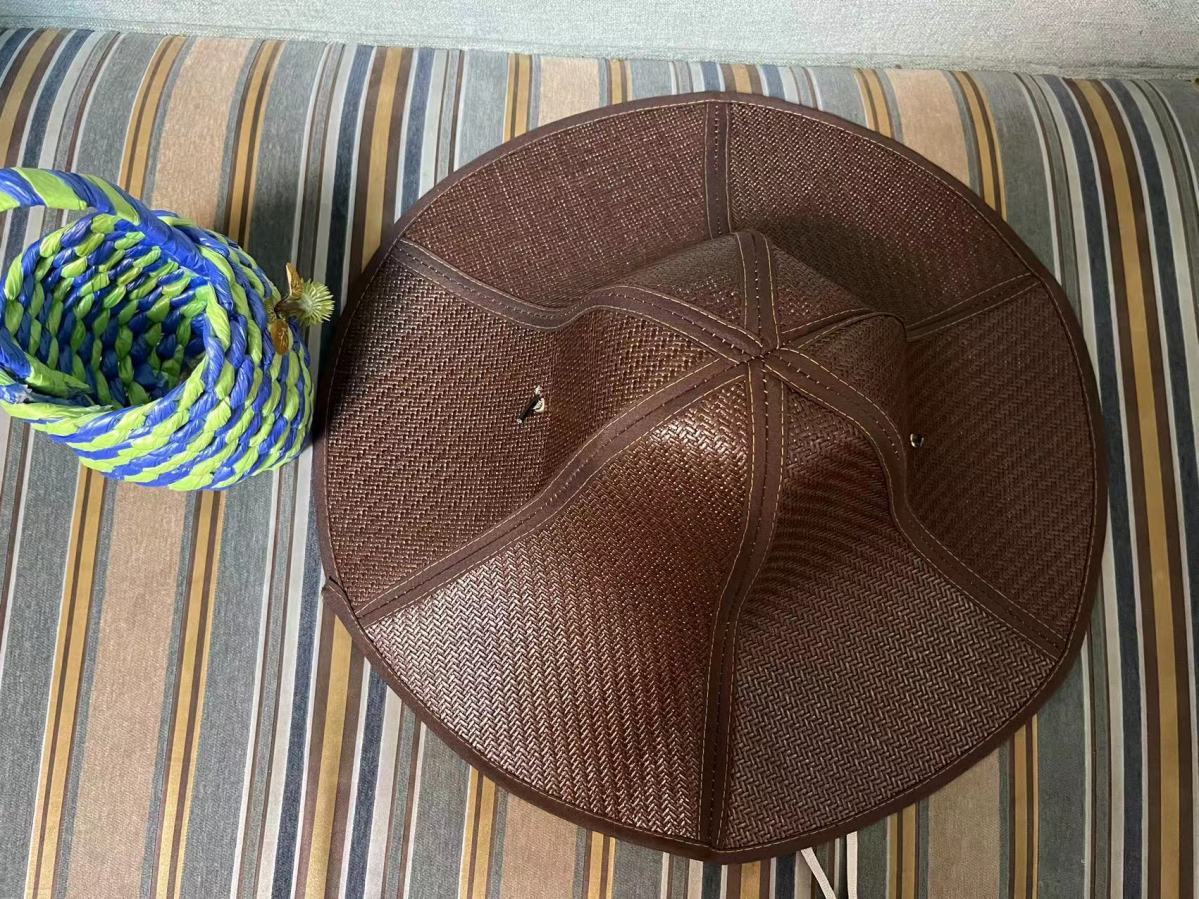 草帽男海南大沿草帽凉席编制帽可折叠方便携带遮阳防晒农民帽钓鱼上山