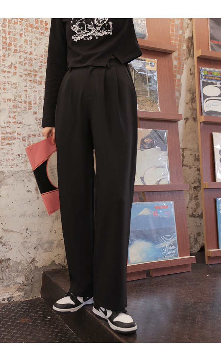 尔给日系黑色裤子女小个子显瘦休闲裤春秋甜酷直筒裤长裤2022新款黑色