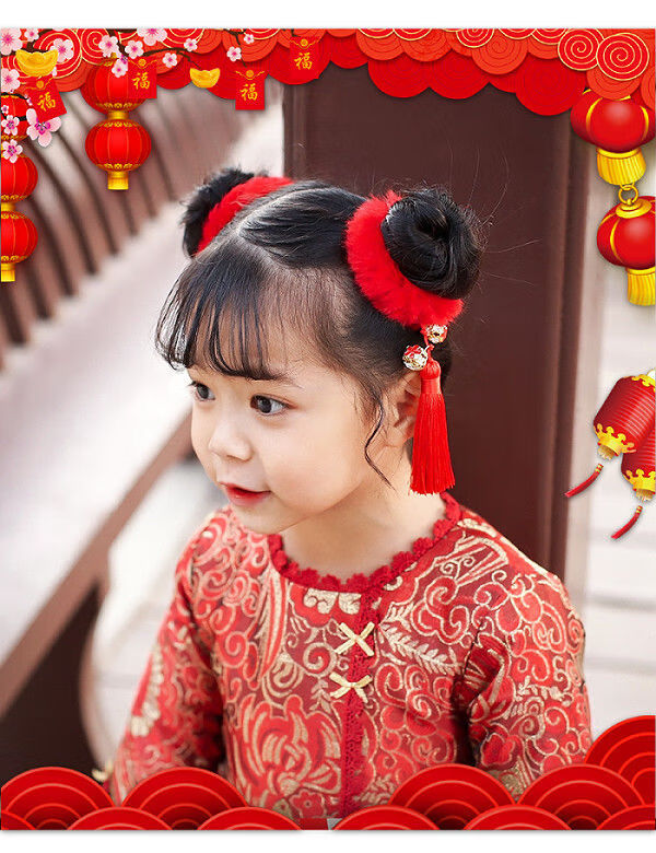 中国风小孩丸子头图片