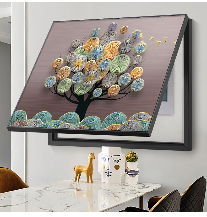 电表箱装饰画遮挡配电箱现代简约客厅创意轻奢北欧电闸开关盒挂画黑白