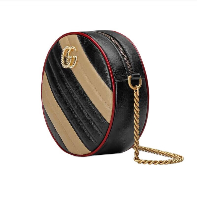 【奢】gucci古驰 拼色marmont圆饼包550154 0olox 9689 aq 拼色【图片