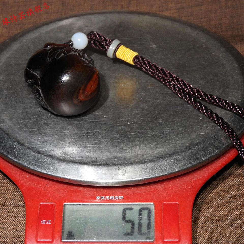 缘诗芸 牦牛角手把件 牦牛角雕刻福禄双全挂件牛角福寿葫芦手把件仿古