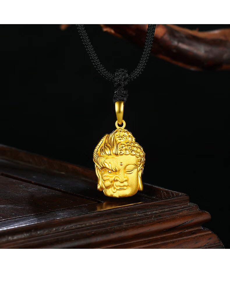 福韵瑞999足金佛头吊坠黄金男足金转运珠佛公项链黄金一念之间挂坠