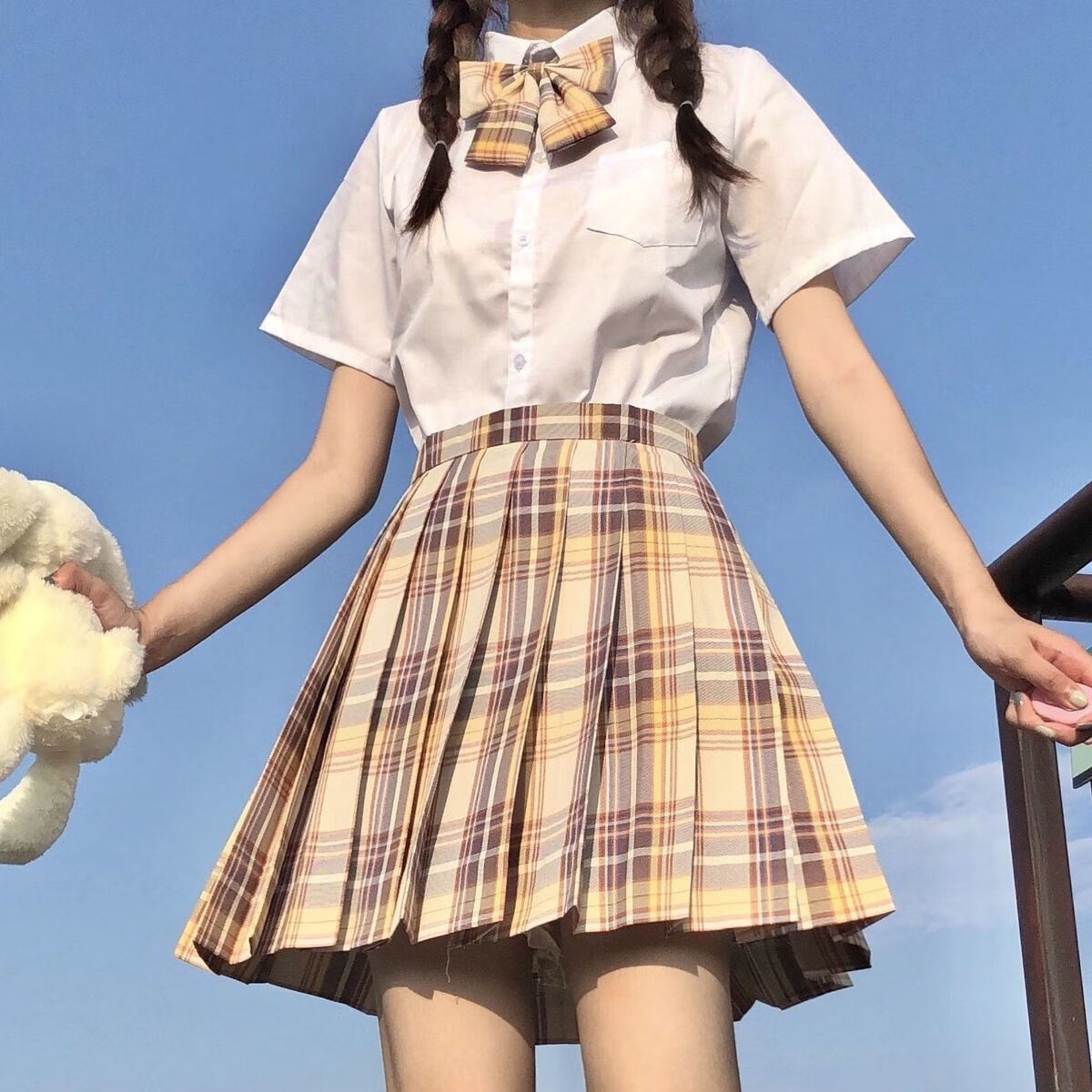 oiuo柠檬海盐jk制服裙全套正版学生格裙学院风短裙夏季短袖jk套装紫烟