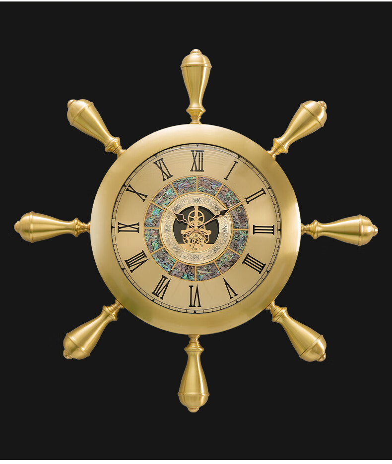 畅王 装饰钟表别墅艺术钟送爷爷酒店玄关表祝寿欧式客厅黄铜舵手挂钟