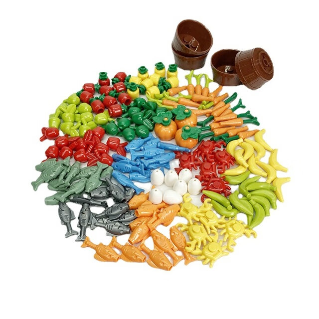 乐高lego食物水果积木小颗粒积木moc配件食物水果生鲜模型零件中性