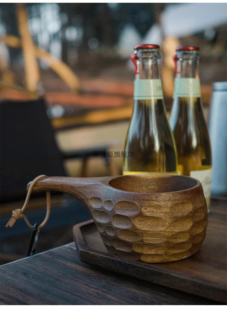 wookoo户外露营木杯bushcraft杯子kupilka风格芬兰杯木质杯咖啡杯