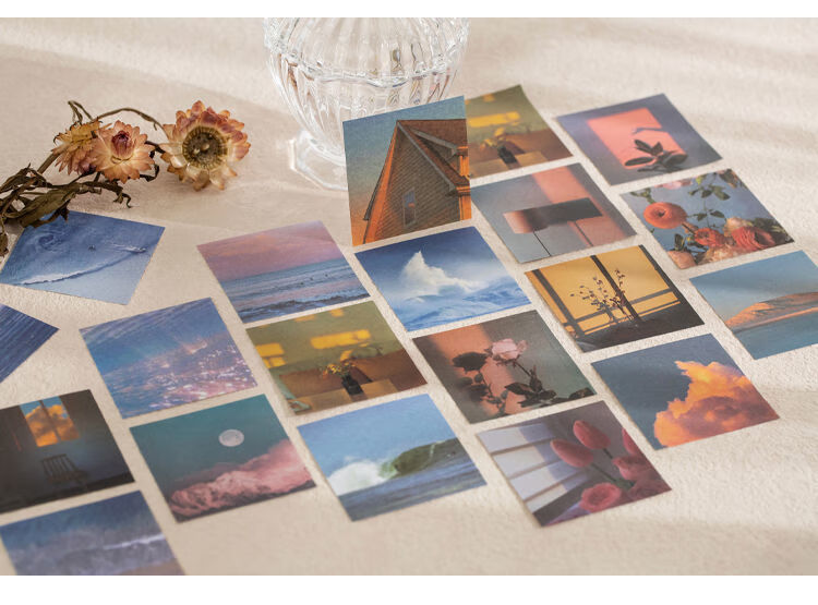 侧目400张ins风景便签纸无粘性简以时光手账素材纸基础留言备忘便签本