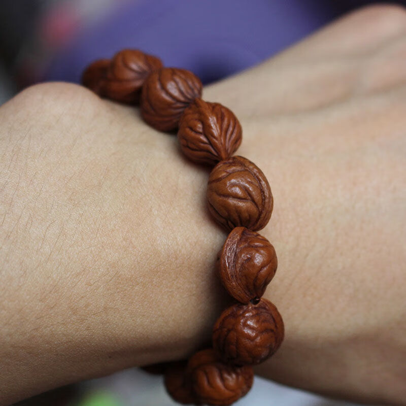 网红款正宗野生红皮龙纹小桃核本命年单圈男女佛珠手链手串菩提保平