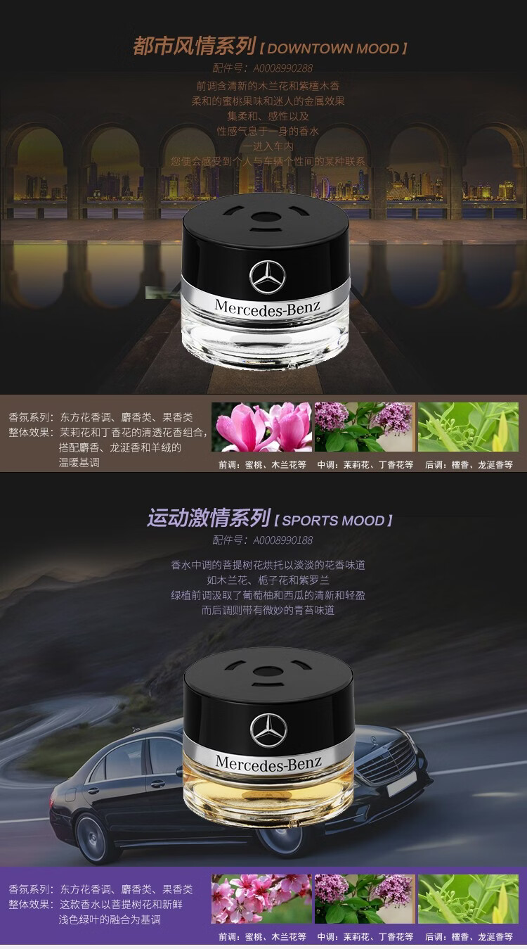 负离子香氛 出风口香熏车载香水 适用于奔驰车系(无香氛) 绚烂之夜 1