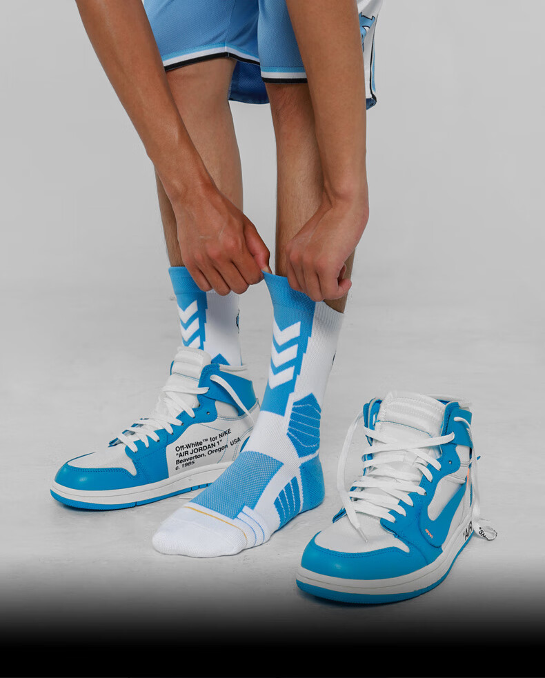 ncaa北卡蓝中长筒篮球袜aj球鞋配袜实战精英袜毛巾底运动袜潮 北卡蓝