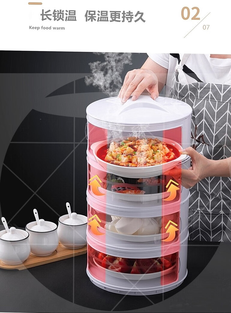 放菜保温剩饭放剩菜多层神器套装盒子冬天厨房收纳架饭菜架子罩f703层