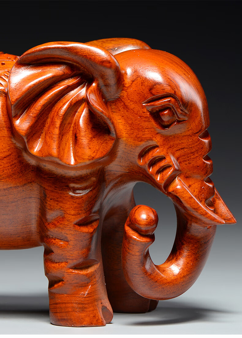 友漾花梨木雕大象摆件一对木质吸水象家居客厅装饰红木装饰工艺品送礼