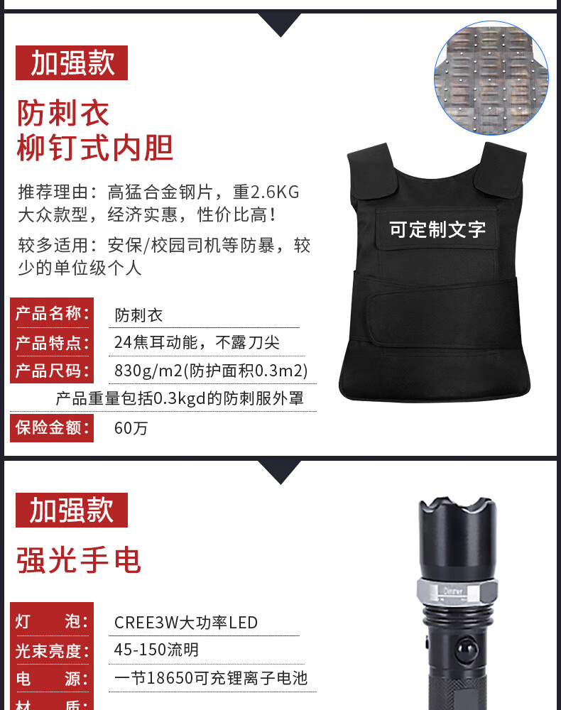 探照者安保器材保安器材8八件套防暴头盔橡胶棍防爆盾牌钢叉防刺服手