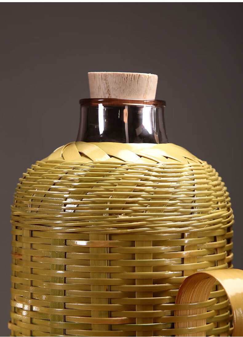 京品优选竹编家用热水瓶老式传统热水壶复古开水瓶玻璃内胆保温瓶茶室