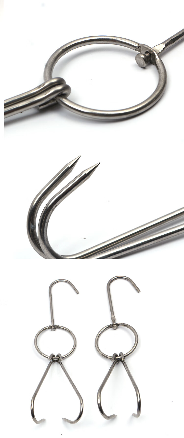 不锈钢烧鸭吊勾烤鸭钩子双钩烧腊环s钩腊肉挂鸭钩烧鸡环钩烧鹅钩 4.