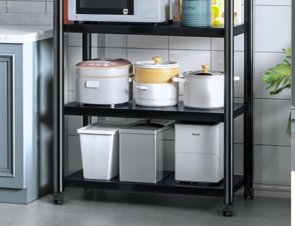 厨房电器置物架厨房夹缝置物架可调节厨房落地式多层微波炉架烤箱收纳