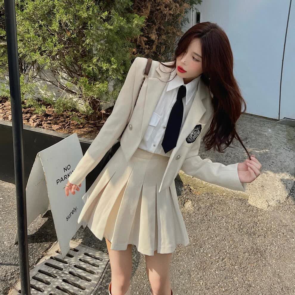新品初中生女生jk制服套装学院风西装外套炸街女秋季英伦风韩国校服
