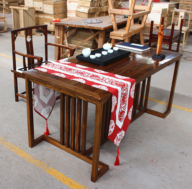 钢骑士新中式书案书法桌实木书桌书画桌禅意家具国学毛笔桌写字台书案