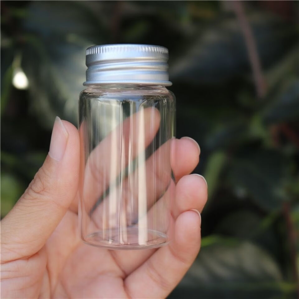 迷你高硼硅带盖无铅透明玻璃小药瓶密封罐药粉瓶胶囊瓶喜糖果瓶50毫升