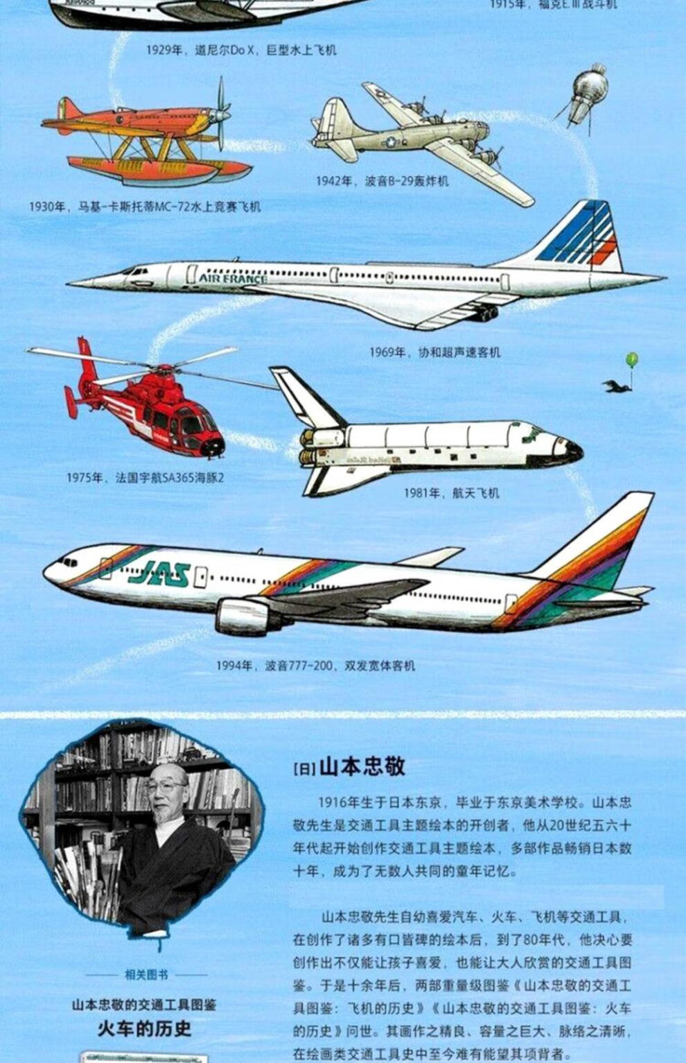 山本忠敬的交通工具图鉴套装2册飞机火车的历史每本300幅精密手绘插图