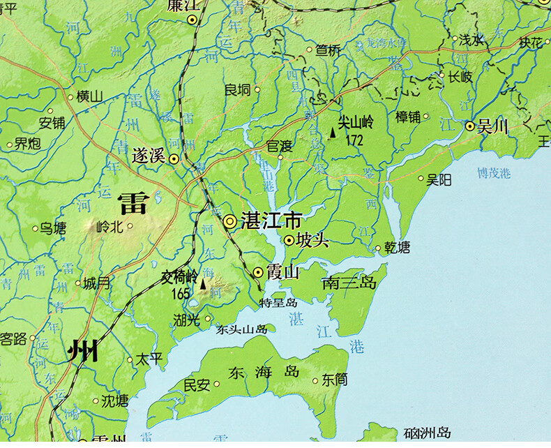 《广东省地形图地图挂图1.15米x0.