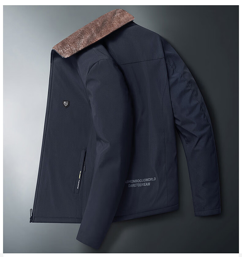 波士顿中老年加绒加厚夹克秋新男士休闲爸爸装大码外套潮流立领男装