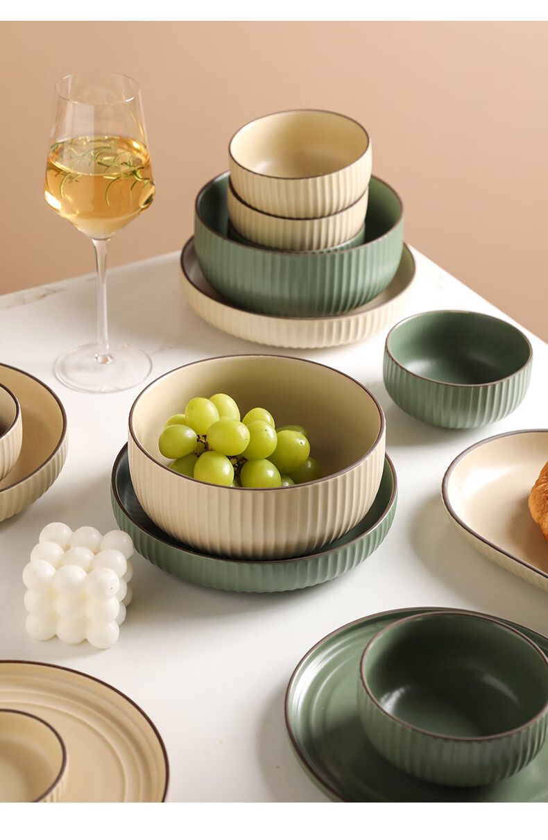 北欧餐具套装家用简约陶瓷饭碗汤碗餐盘菜盘子创意ins风碗盘45英寸