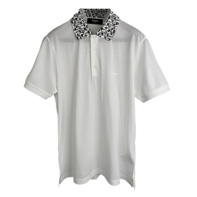 芬迪fendi花卉领男士polo衫白色短袖套头体恤衫现货faf572ack0f0qa0