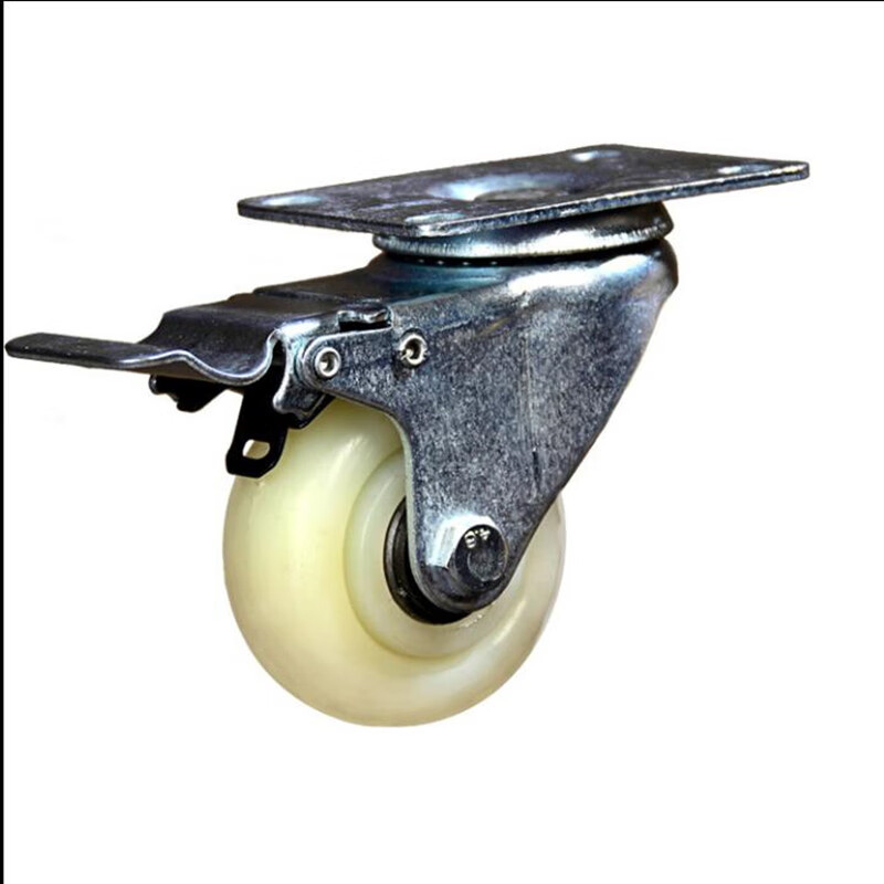 3寸4寸5寸尼龙万向轮转向轮带刹车轮子中型车轮子板车轮工业脚轮4寸带