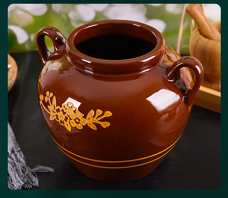 陶瓷罐带盖猪油罐双耳老式装猪油罐家用陶瓷厨房搪瓷装荤油坛带盖放