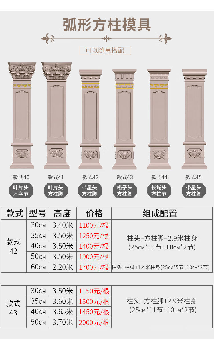 羅馬柱模具歐式裝飾水泥四方柱子模型方形方柱大門別墅加厚新農村