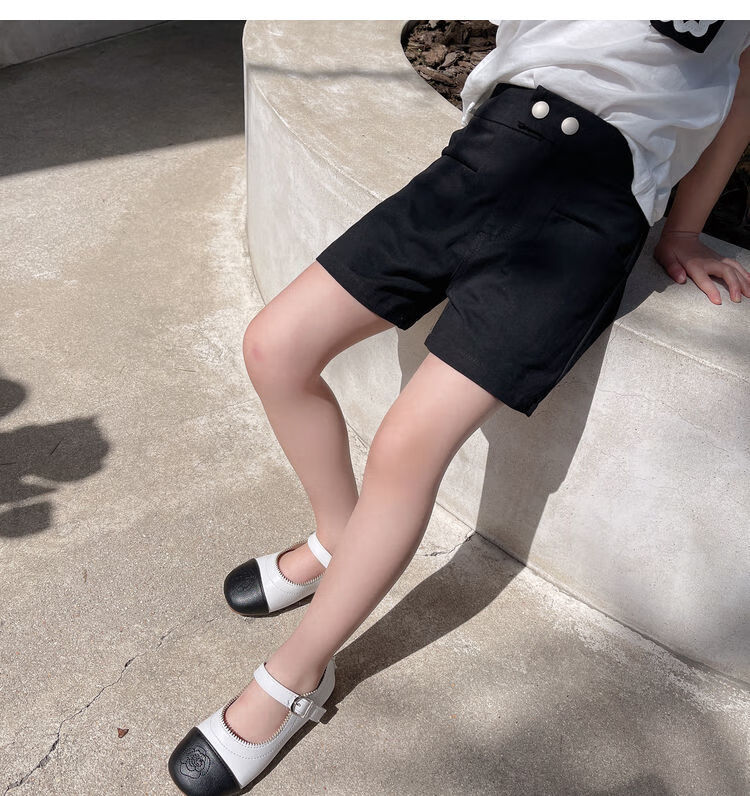女童短裤夏季外穿新款小女孩公主风休闲裤洋气儿童宽松裤子潮黑色优质