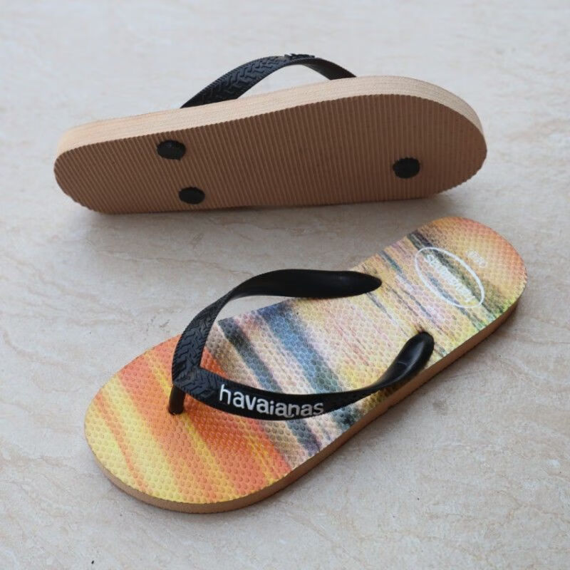 门夏季巴西系列全家福男女童全橡胶人字拖情侣拖鞋米白色38