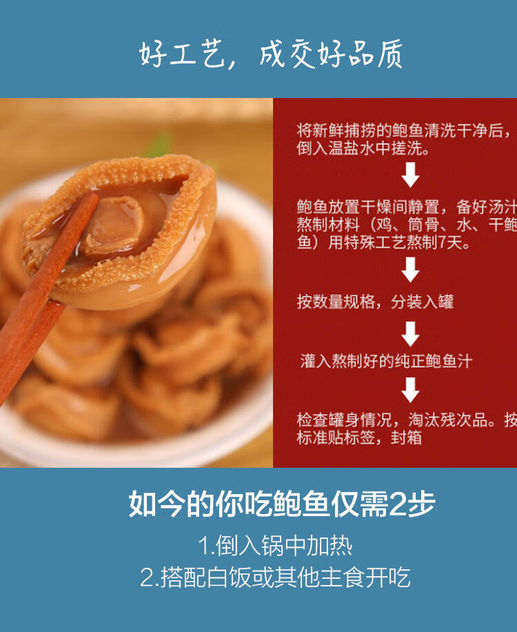 香港龙宝牌即鲍鱼罐头即食海鲜红烧熟食新鲜鲜活水产干货大鲍鱼80克2