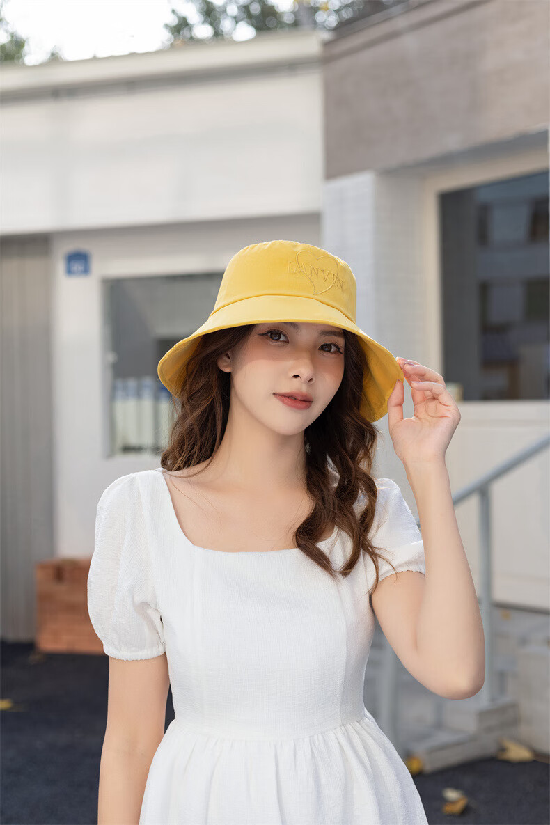 渔夫帽女春夏季遮阳帽子女士出游户外沙滩防晒太阳帽爱心字母百搭韩版