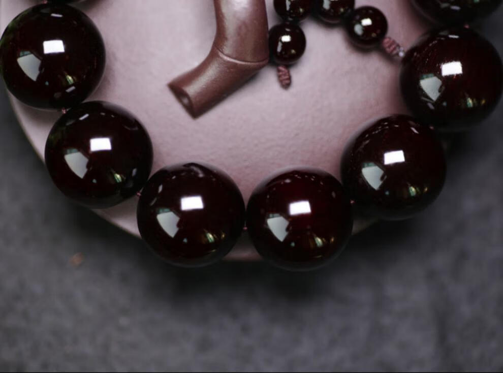 黑紫檀木手串印度小叶紫檀手串20佛珠男士手链高油密老料檀木珠子